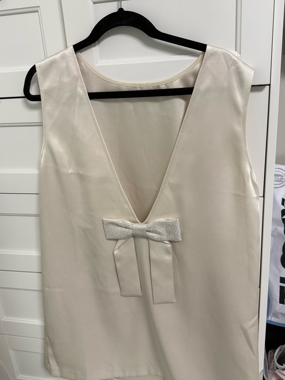 H&M Cream Satin Mini Dress with Bow
